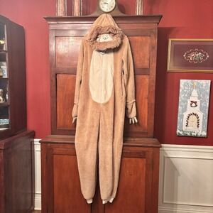 Celebrate Halloween Sloth Union Suit Womens L 12-14 Plush Hooded Pajama‎ Costume